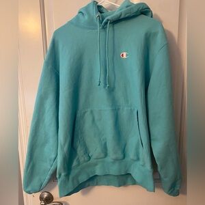Champion light blue fleece women’s hoodie size large